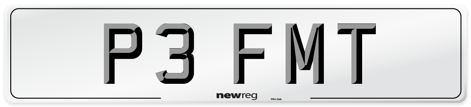 P3 FMT Number Plate from New Reg